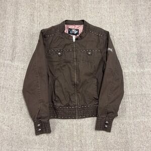 Vintage Harley Davidson Motorcycle Jacket Women's Large Brown 2000s Y2K